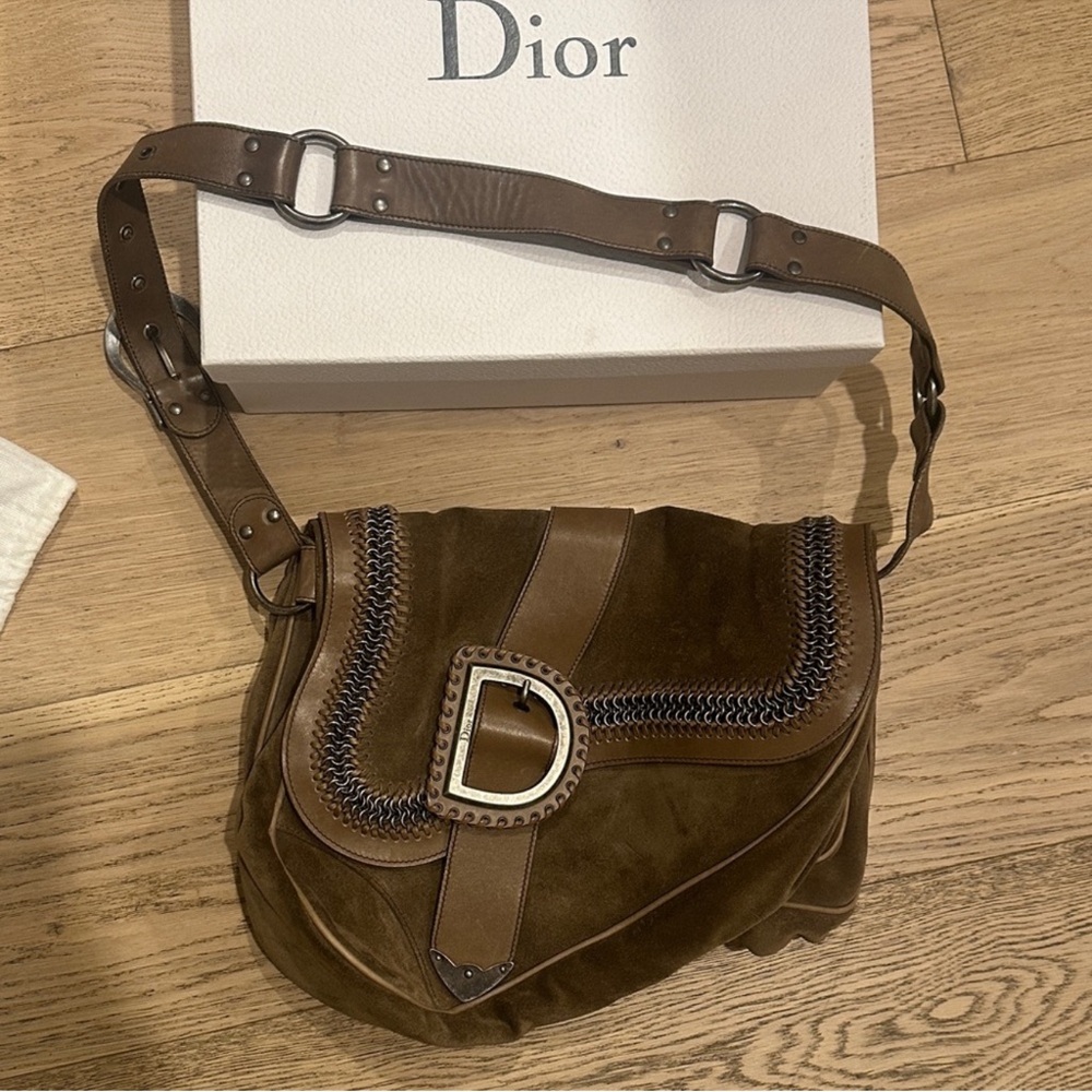 RARE DIOR Suede Gaucho Saddle Bag